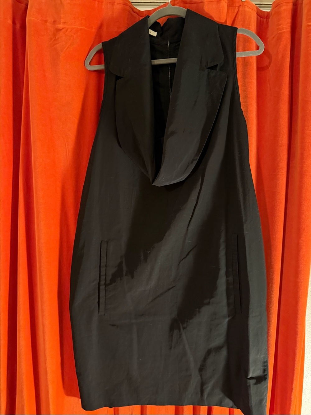 Carven Black Sleeveless Cowl Midi Dress